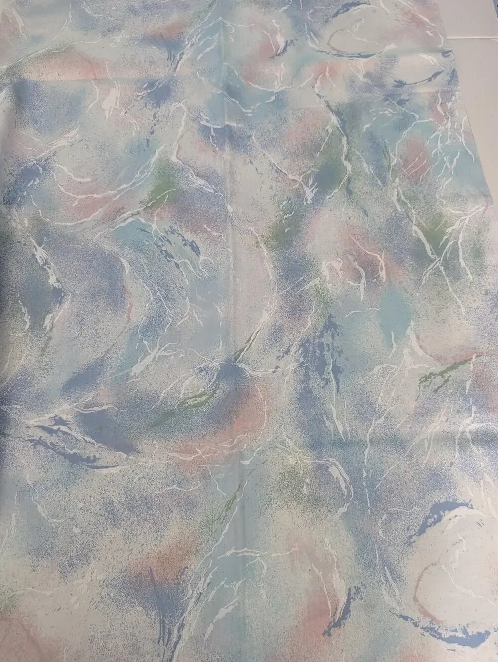 Vintage 1989 Kenmill 24x144 In Pastel Marbled Pre-Shrunk Teflon Fabric Piece